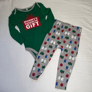 Okie Dokie Baby 2pc Bodysuit & pants Cute Set "Mommy's Gift" Print Cotton NWT
